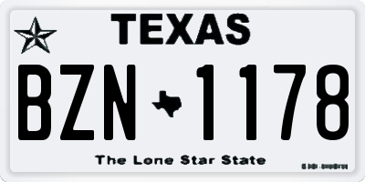 TX license plate BZN1178