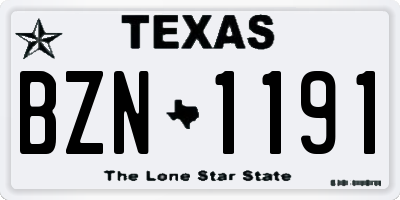TX license plate BZN1191