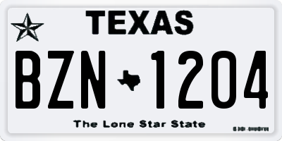 TX license plate BZN1204