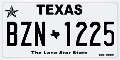 TX license plate BZN1225
