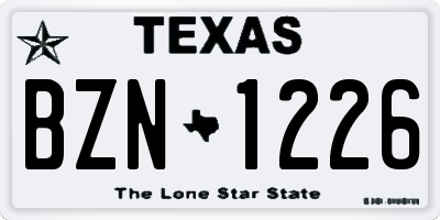 TX license plate BZN1226