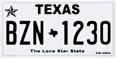 TX license plate BZN1230