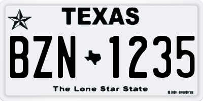 TX license plate BZN1235