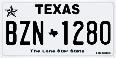 TX license plate BZN1280