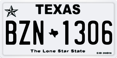 TX license plate BZN1306