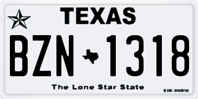 TX license plate BZN1318