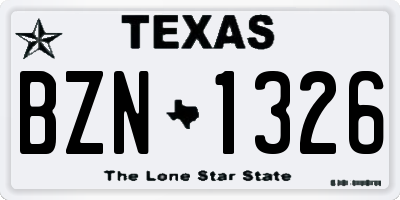 TX license plate BZN1326