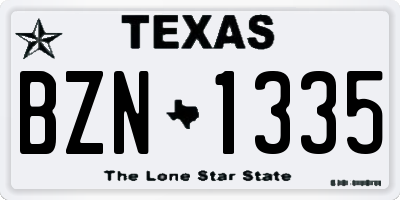 TX license plate BZN1335