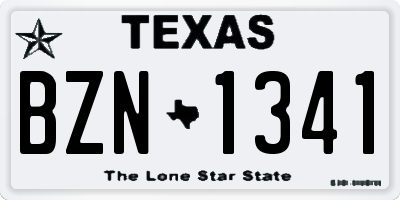 TX license plate BZN1341