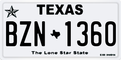 TX license plate BZN1360
