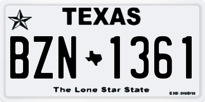 TX license plate BZN1361