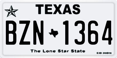 TX license plate BZN1364