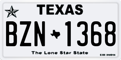 TX license plate BZN1368