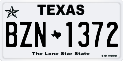 TX license plate BZN1372