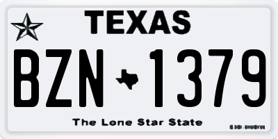 TX license plate BZN1379