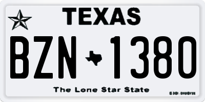 TX license plate BZN1380