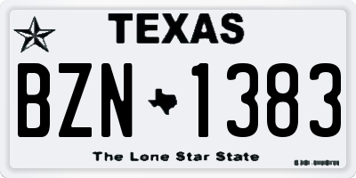 TX license plate BZN1383