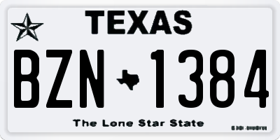 TX license plate BZN1384