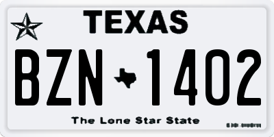 TX license plate BZN1402
