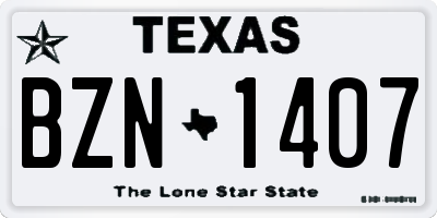 TX license plate BZN1407