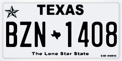 TX license plate BZN1408