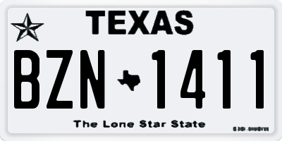 TX license plate BZN1411