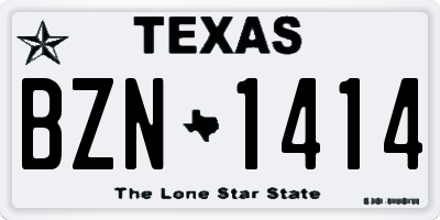 TX license plate BZN1414