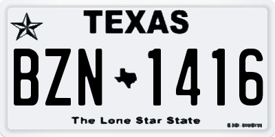 TX license plate BZN1416
