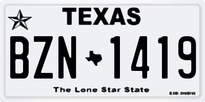 TX license plate BZN1419