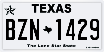 TX license plate BZN1429