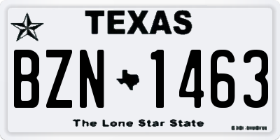 TX license plate BZN1463