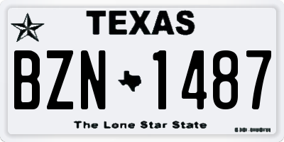 TX license plate BZN1487