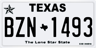 TX license plate BZN1493