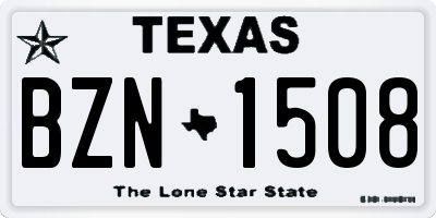 TX license plate BZN1508