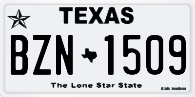 TX license plate BZN1509