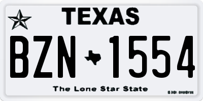 TX license plate BZN1554