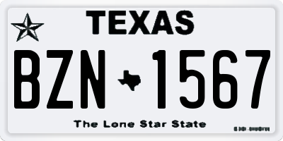 TX license plate BZN1567