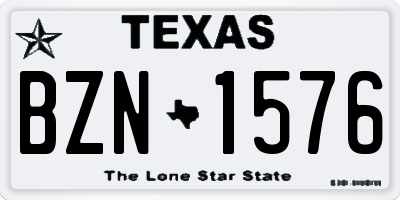 TX license plate BZN1576