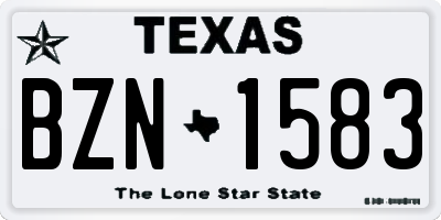TX license plate BZN1583