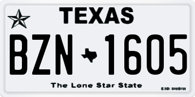 TX license plate BZN1605