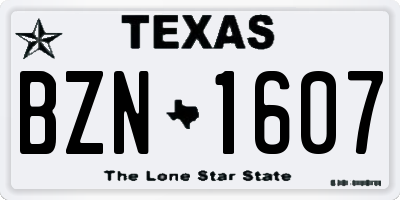 TX license plate BZN1607