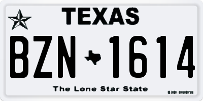 TX license plate BZN1614