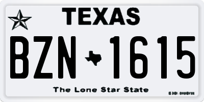 TX license plate BZN1615