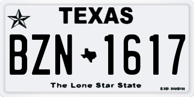 TX license plate BZN1617