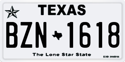TX license plate BZN1618