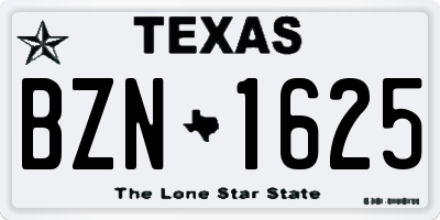 TX license plate BZN1625