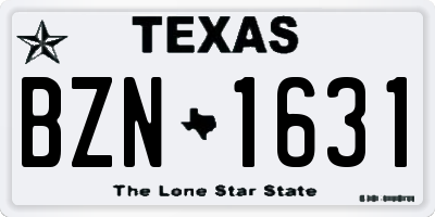 TX license plate BZN1631