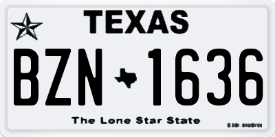 TX license plate BZN1636