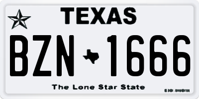 TX license plate BZN1666