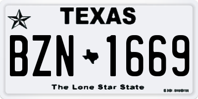 TX license plate BZN1669